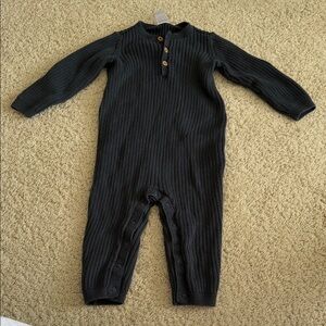 Carter's Black Ribbed Knit Kids Footie